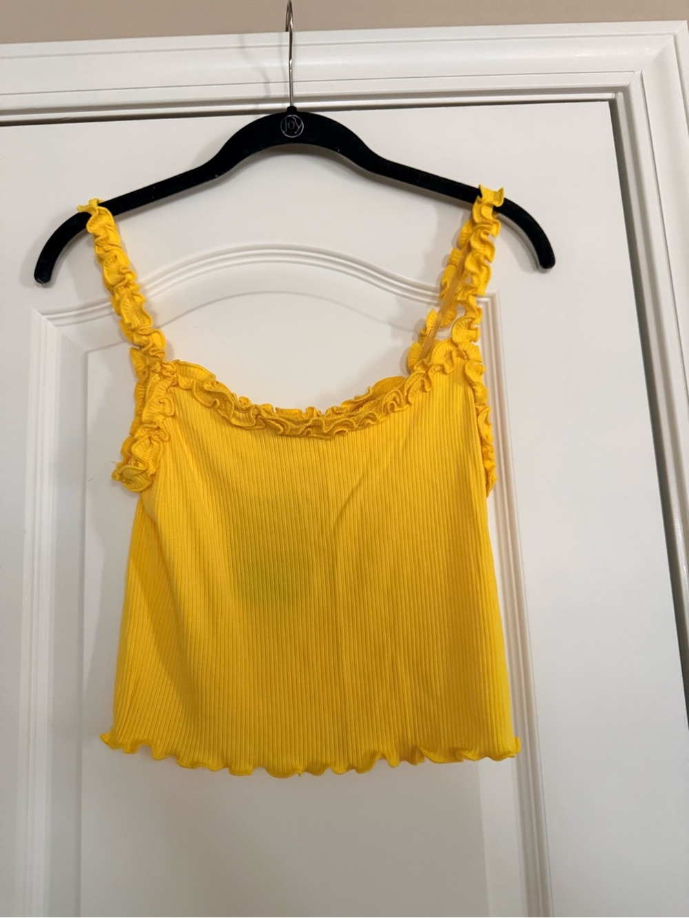 H&M Bright Yellow Ruffle Strap Ribbed Camisole